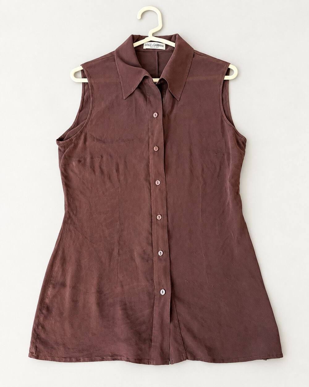 Dolce & Gabbana Silk Lycra Sleeveless Button Blouse Made Italy Stromboli 1998